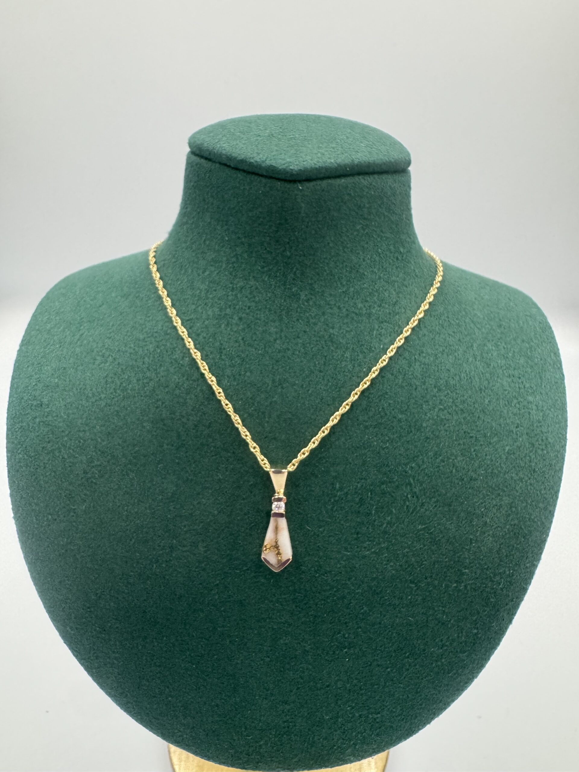 Gold in Quartz Bezel set Diamond Pendant PN641D4QX