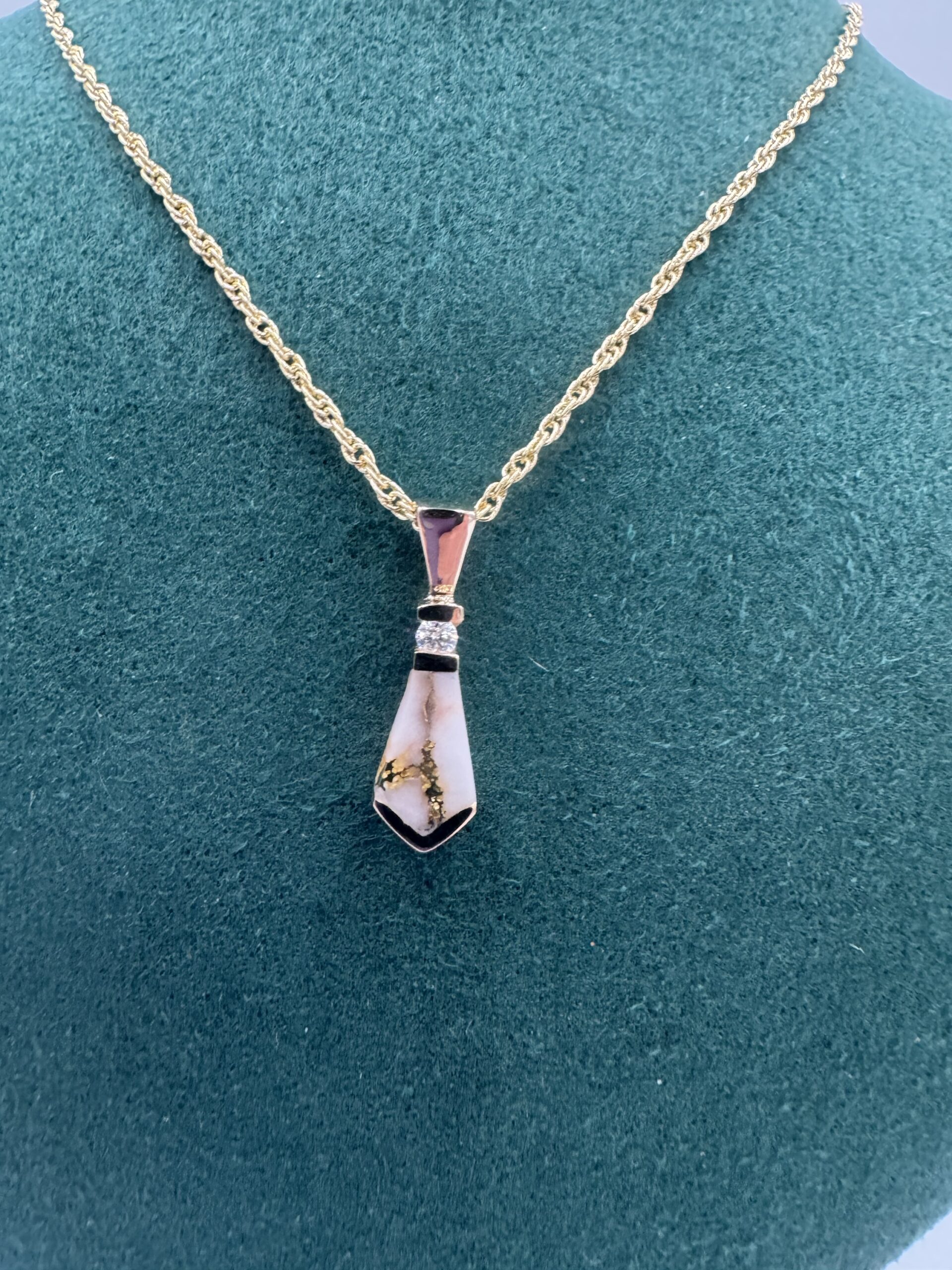 Gold in Quartz Bezel set Diamond Pendant PN641D4QX - Image 2